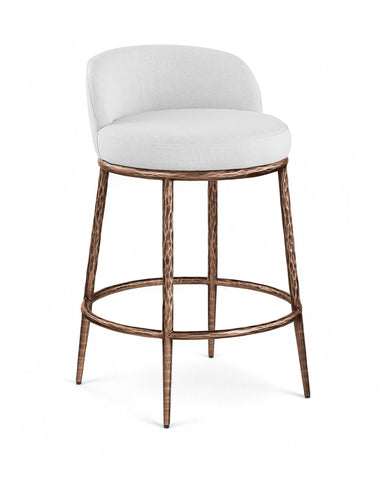 Ferro - Upholstered Counter Stool With Brushed Bronze Base