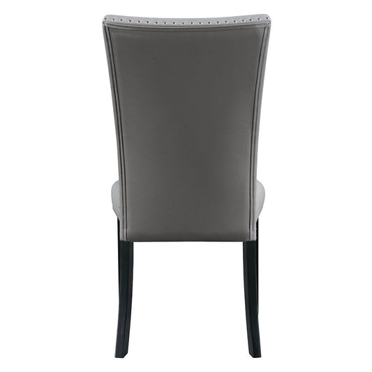 Caralin - Side Chair (Set of 2) - Gray Synthetic Leather & Black