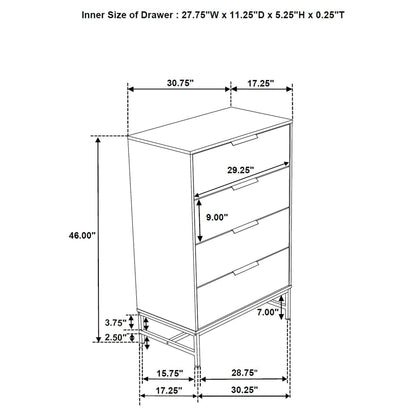 Taraval - 4 Drawer Chest - White