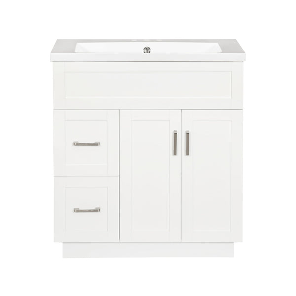 Bathroom Vanity With 2 Doors, 2 Drawers, Adjustable Shelf, Hidden Slides & Soft Close Hinges