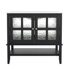 Bathroom Vanity With Ceramic Sink, Adjustable & Open Shelf