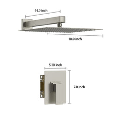 Shower Faucet Set With Rainfall Shower Head And Shower Valve, Stainless Steel And Brass