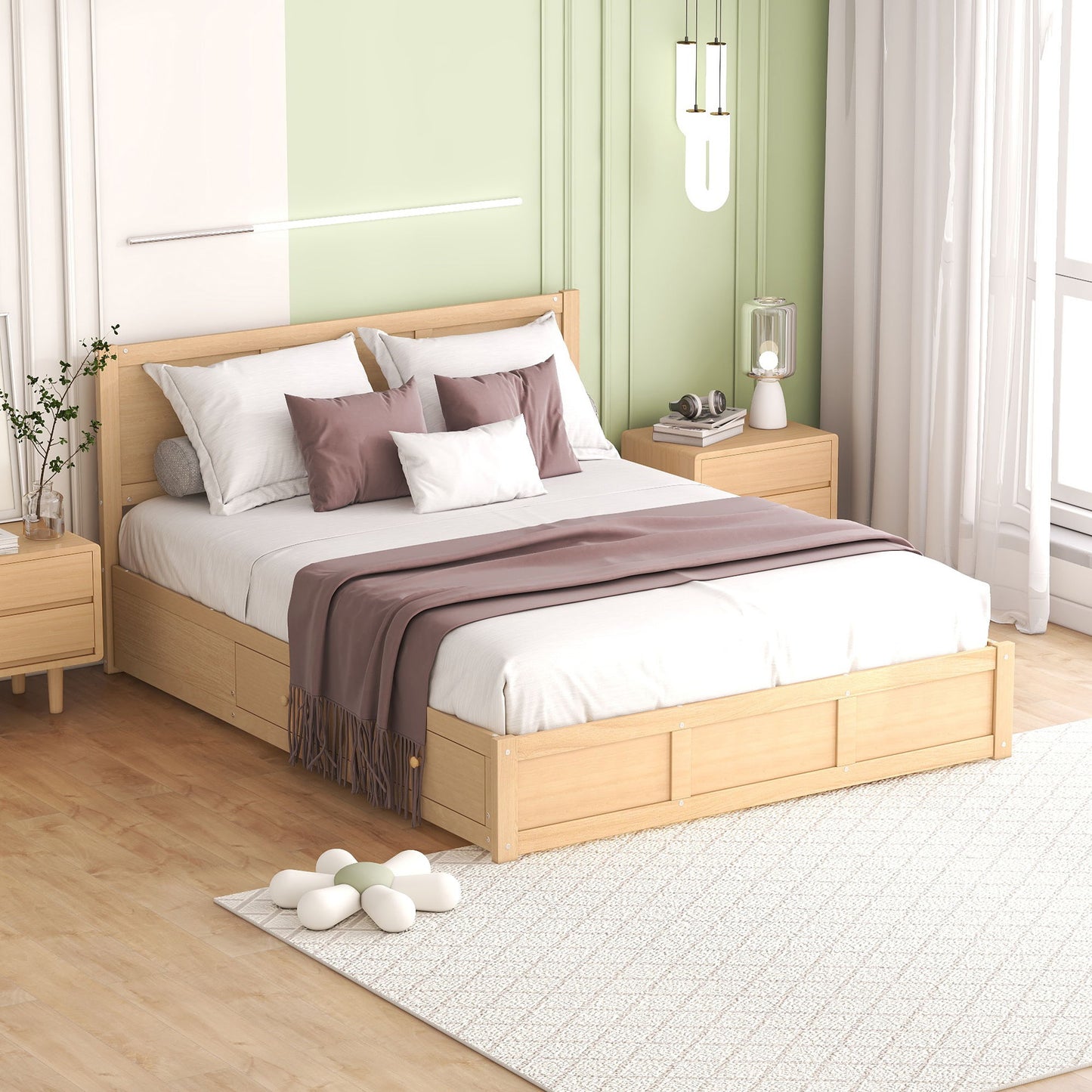 Platform Bed With Underneath Storage And 2 Drawers