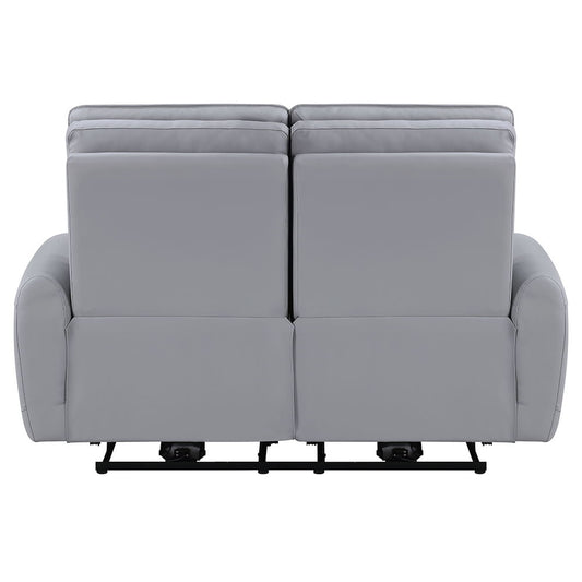 Jeromie - Power Motion Loveseat With USB Port - Gray Synthetic Leather