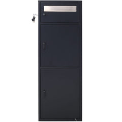 Large Steel Freestanding Floor Parcel Package Drop With Locking Letterbox Drop Mail Box With Multi Compartments - Black