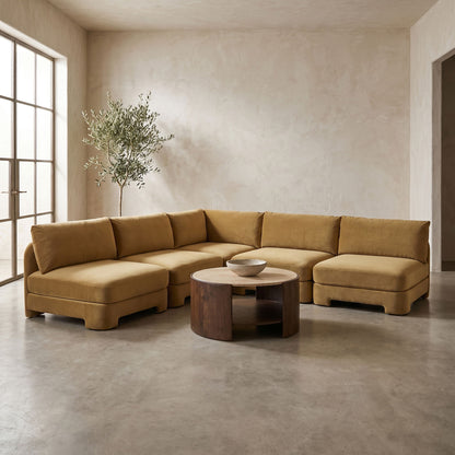 Hammond - Velvet Performance Fabric Upholstered 5 Piece Armless Sectional