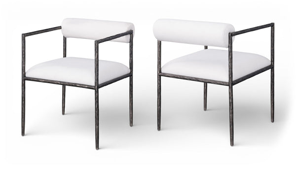 Axis - Linen Textured Cream Fabric Upholstered Dining Chair (Set of 2)