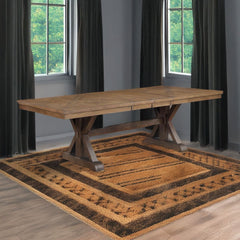 Pascaline - Dining Table - Gray Fabric, Rustic Brown & Oak