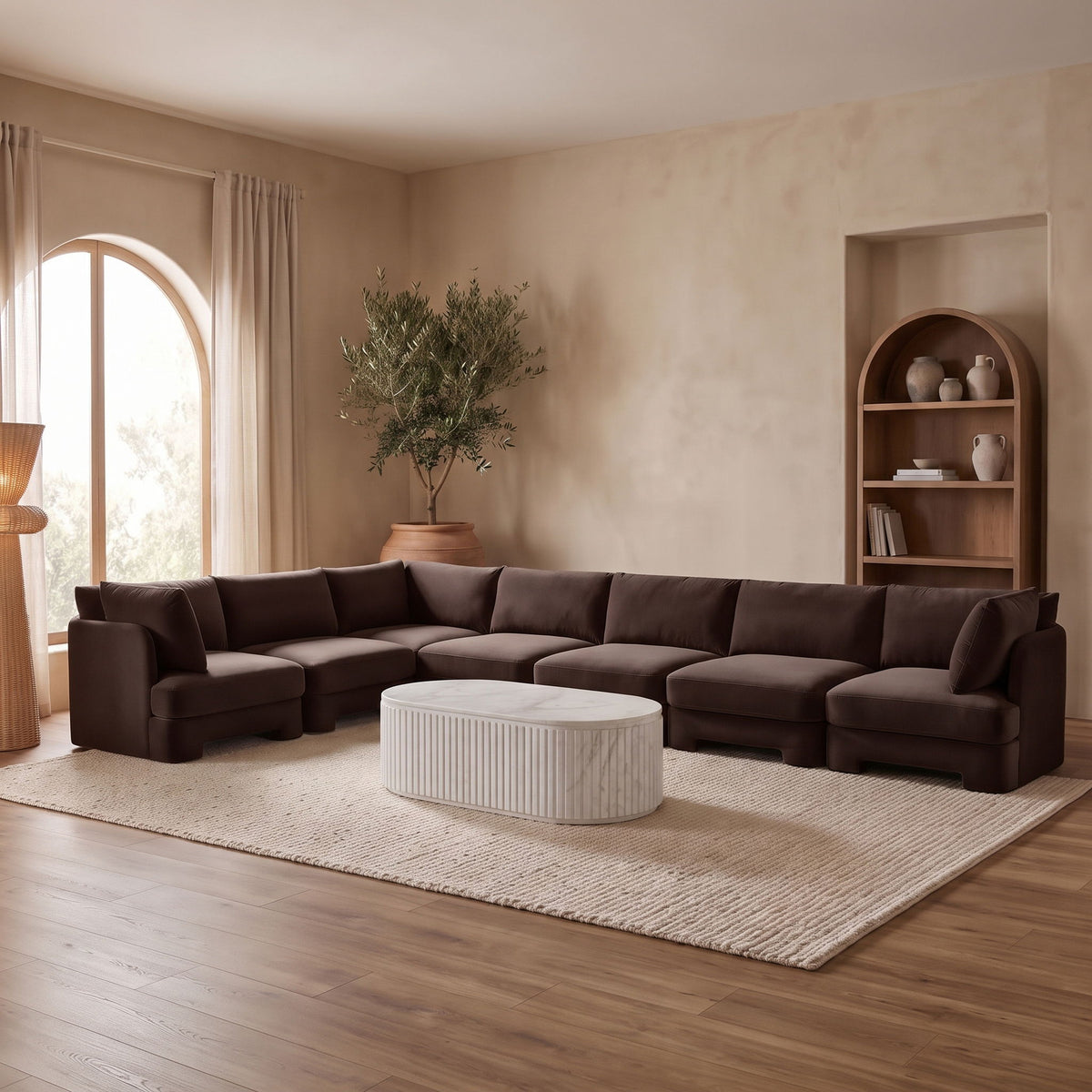 Hammond - Velvet Performance Fabric Upholstered 7 Piece Sectional