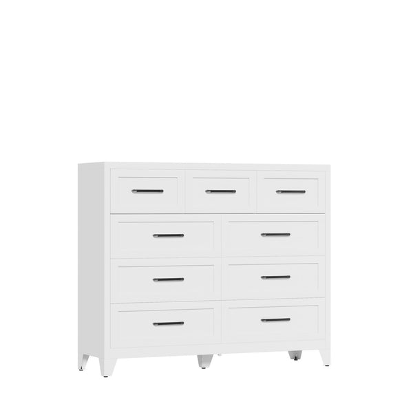 9-Drawer Tall Dresser With Smooth Gliding Drawers - White