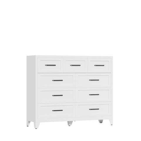 9-Drawer Tall Dresser With Smooth Gliding Drawers - White