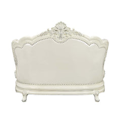 Adara - Loveseat With 5 Pillows - Pearl White Synthetic Leather & Antique White