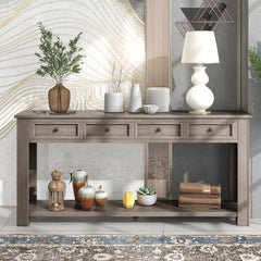 Hearth & Haven Clara - Console Table With Storage Drawers And Bottom Shelf