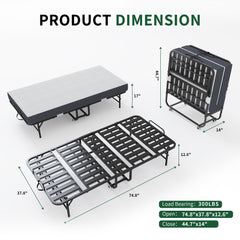 Twin Folding Bed With Memory Foam Mattress Portable Rollaway Bed Sturdy Metal Frame - Brushed Nickel