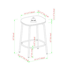Modern Simple Counter Stool With Upholstered Seat (Set of 2)