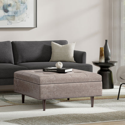 Shay - Large Square Coffee Table Storage Ottoman Mid-Century Style