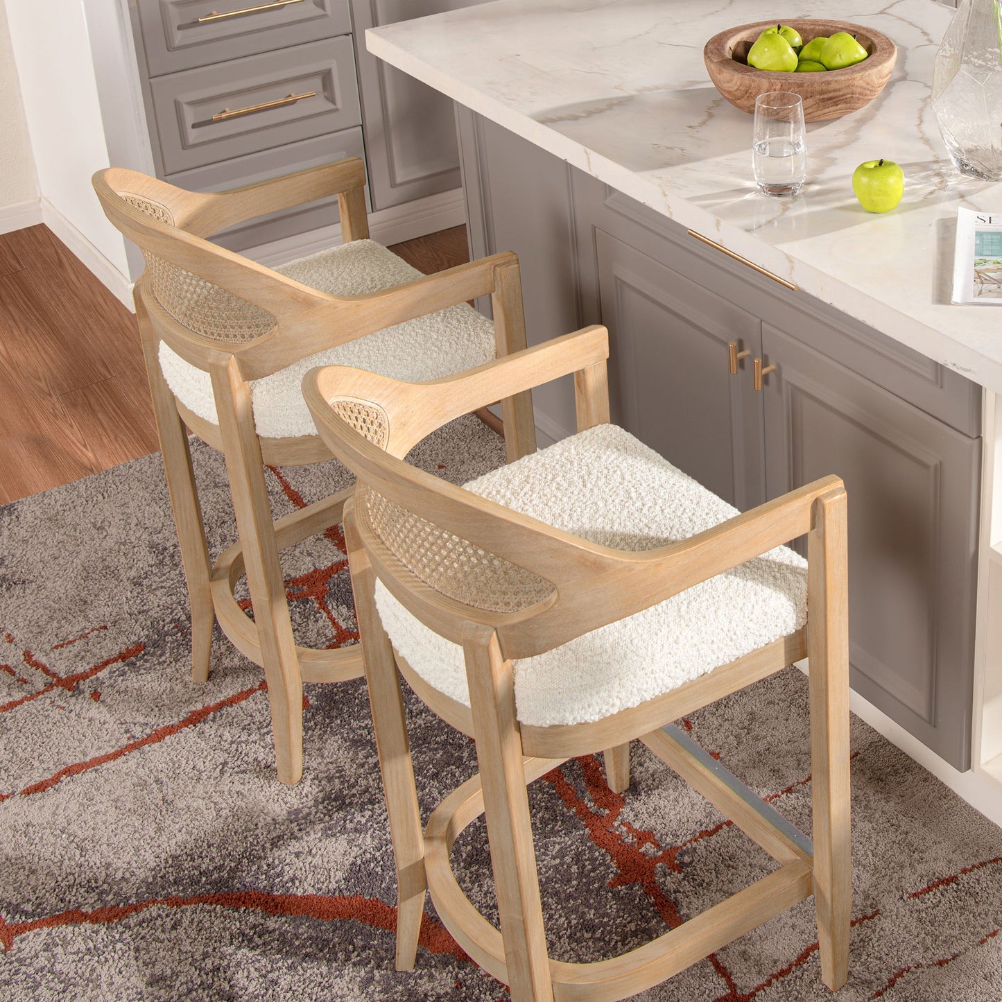 Americana - Mid-Century Modern Cane Back Counter Stool