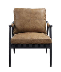 Anzan - Accent Chair - Berham Chestnut Top Grain Leather & Matt Iron