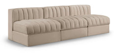 Rummi - Velvet Performance Fabric Upholstered 3 Piece Modular Armless Sofa