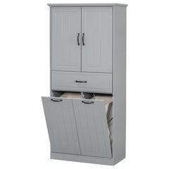 Modern Bathroom Storage Cabinet With Two Laundry Baskets, One Drawer, Adjustable Shelf