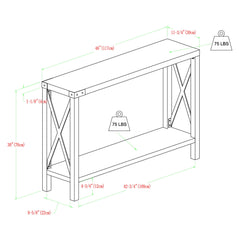Farmhouse Metal X Table With Lower Shelf