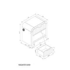 Beverly - Nightstand With Speakers, Rounded Sides - Black White