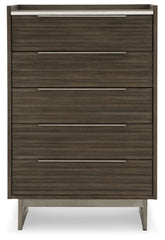 Arkenton - Grayish Brown / White - Five Drawer Chest