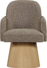 Marlowe - Linen Textured Fabric Upholstered Swivel Dining Arm Chair - Stained Natural