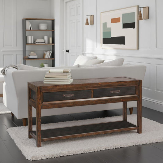 2 Drawer Sofa Table, 2 Tone - Brown