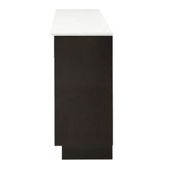 Jaramillo - Server With Fireplace - Engineered Marble & Rustic Espresso