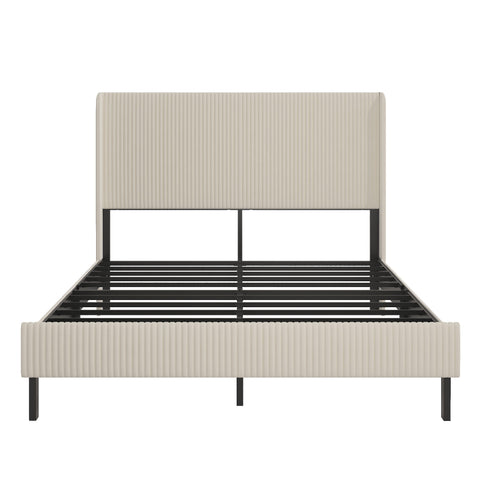 Platform Bed With Metal Frame And Charging Station