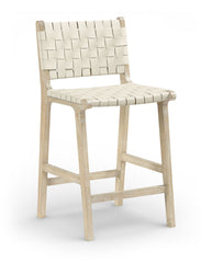 Entwine - Vegan Leather Upholstered Counter Stool - Painted Natural