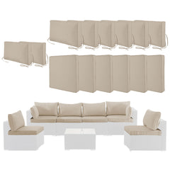 Cushion Covers For 7 Piece Wicker Sectional Sofa, 14 Pack Seat And Back Slipcovers With Zipper