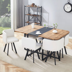 Modern Minimalist Marble Pattern Joinery Dining Table With Dining Chairs