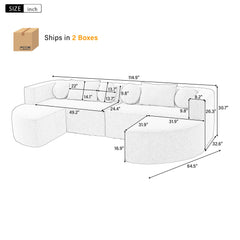 Boneless - Couch Modular Sectional Sofa With Deep Seating And Curved Design