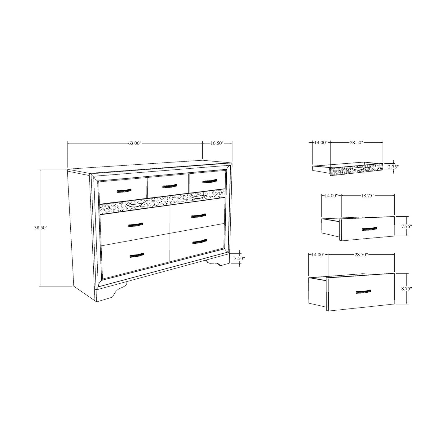 Ryder - Sparkle Dresser - Gray