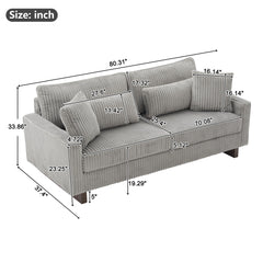 Modern Corduroy Loveseat Sofa With 4 Pillows