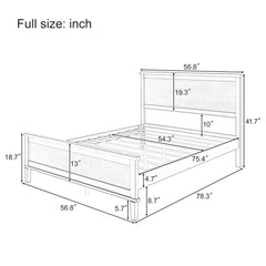 Mid-Century Platform Bed With Headboard And Slat Support, No Box Spring Needed