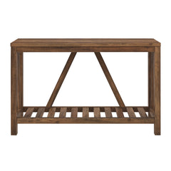 Farmhouse A Frame Entry Table With Lower Shelf