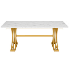 Executive Desk With X-Legs, Sturdy Office Workstation For Home Office - White / Gold