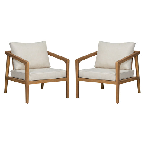 Westin - Outdoor Acacia Wood Club Chair (Set of 2) - Teak / Beige