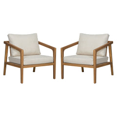 Westin - Outdoor Acacia Wood Club Chair (Set of 2) - Teak / Beige