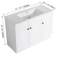 Contemporary Freestanding Bathroom Vanity With Resin Sink & Soft-Close Cabinet Doors