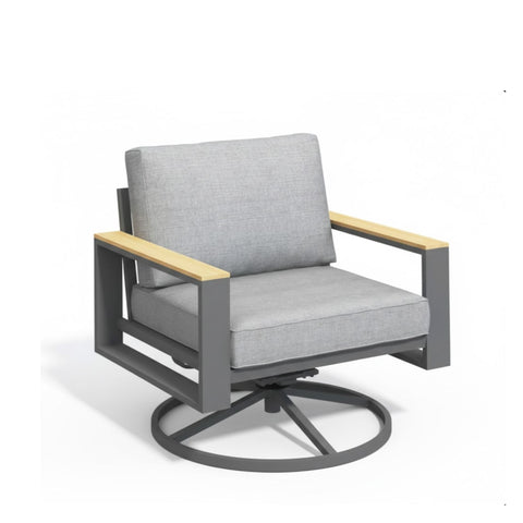 All Weather Swivel Patio Dining Chairs With Cushions - Gray