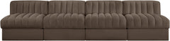 Rummi - Armless Velvet Performance Fabric Upholstered 4 Piece Modular Sofa