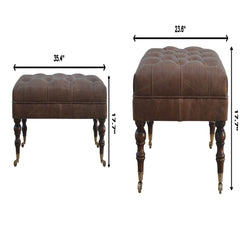 Buffalo - Leather Ottoman With Castor Legs