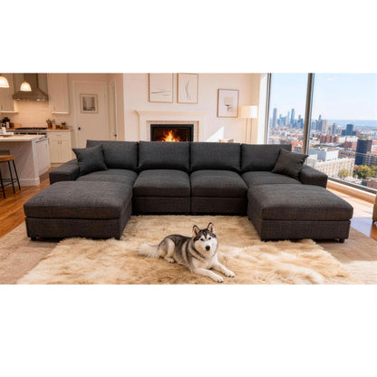 Sectional Sofa With 2 Ottomans And Toss Pillows