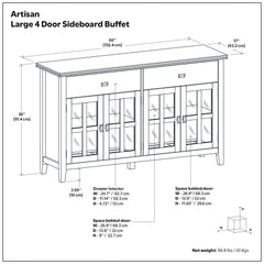 Artisan - Large 4 Door Sideboard Buffet - Brown