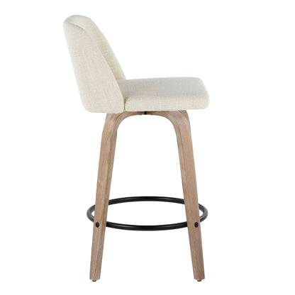 Toriano - Contemporary Fixed Height Counter Stool Swivel & Round Footrest (Set of 2)