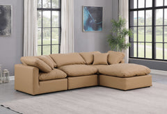 Indulge - Faux Leather 4 Piece Modular Sectional With Chaise - Tan